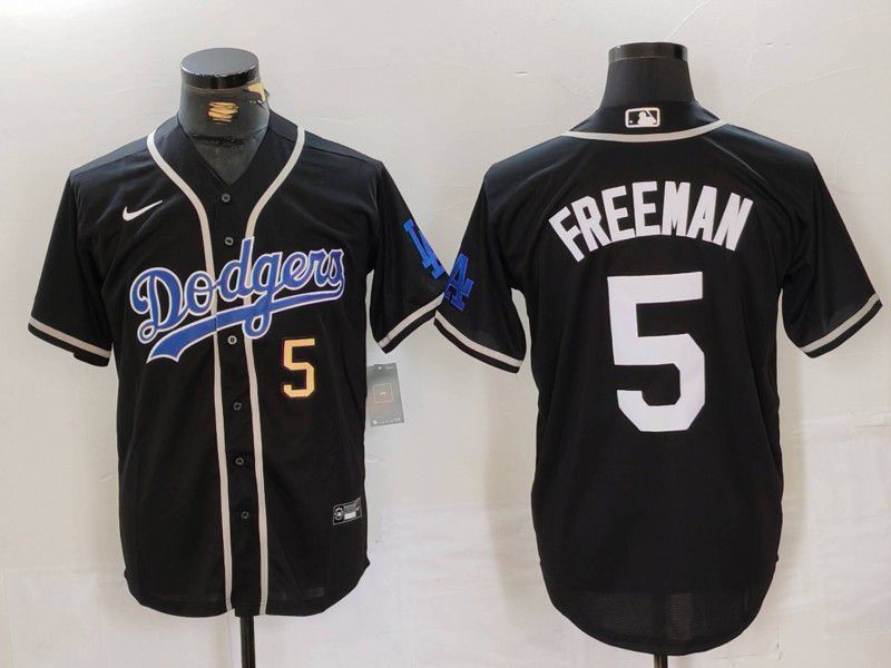 Men Los Angeles Dodgers 5 Freeman Black Fashion Nike Game MLB Jersey style 42